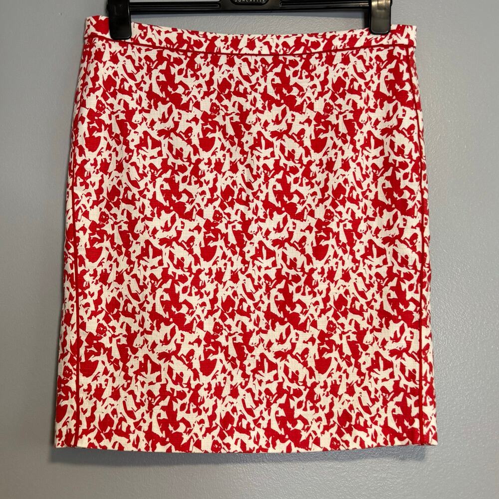 Halogen Red White Knee Length Straight Pencil Skirt 12 Work Cocktail